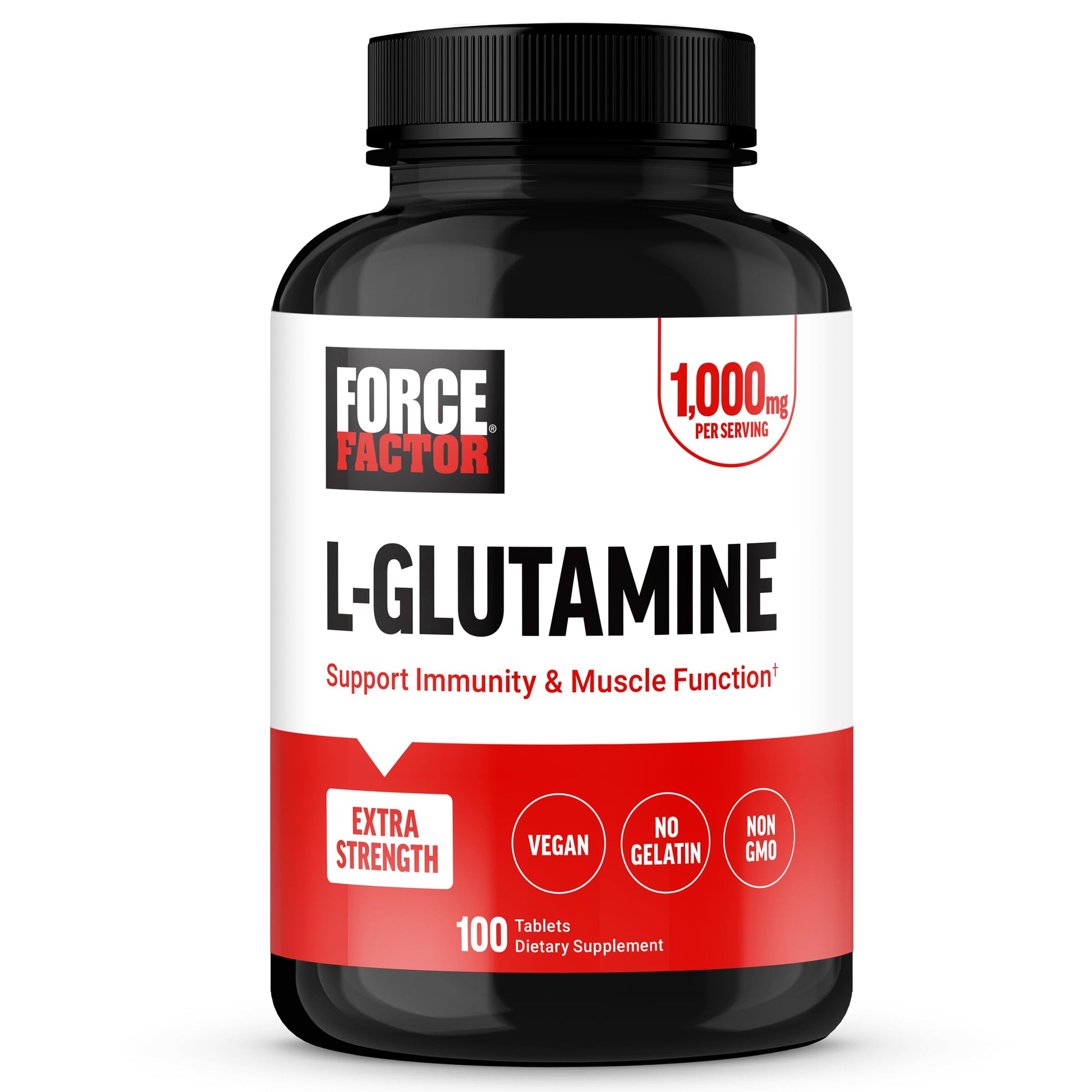 Force Factor L-Glutamine 1000mg Tablets, 100 Count