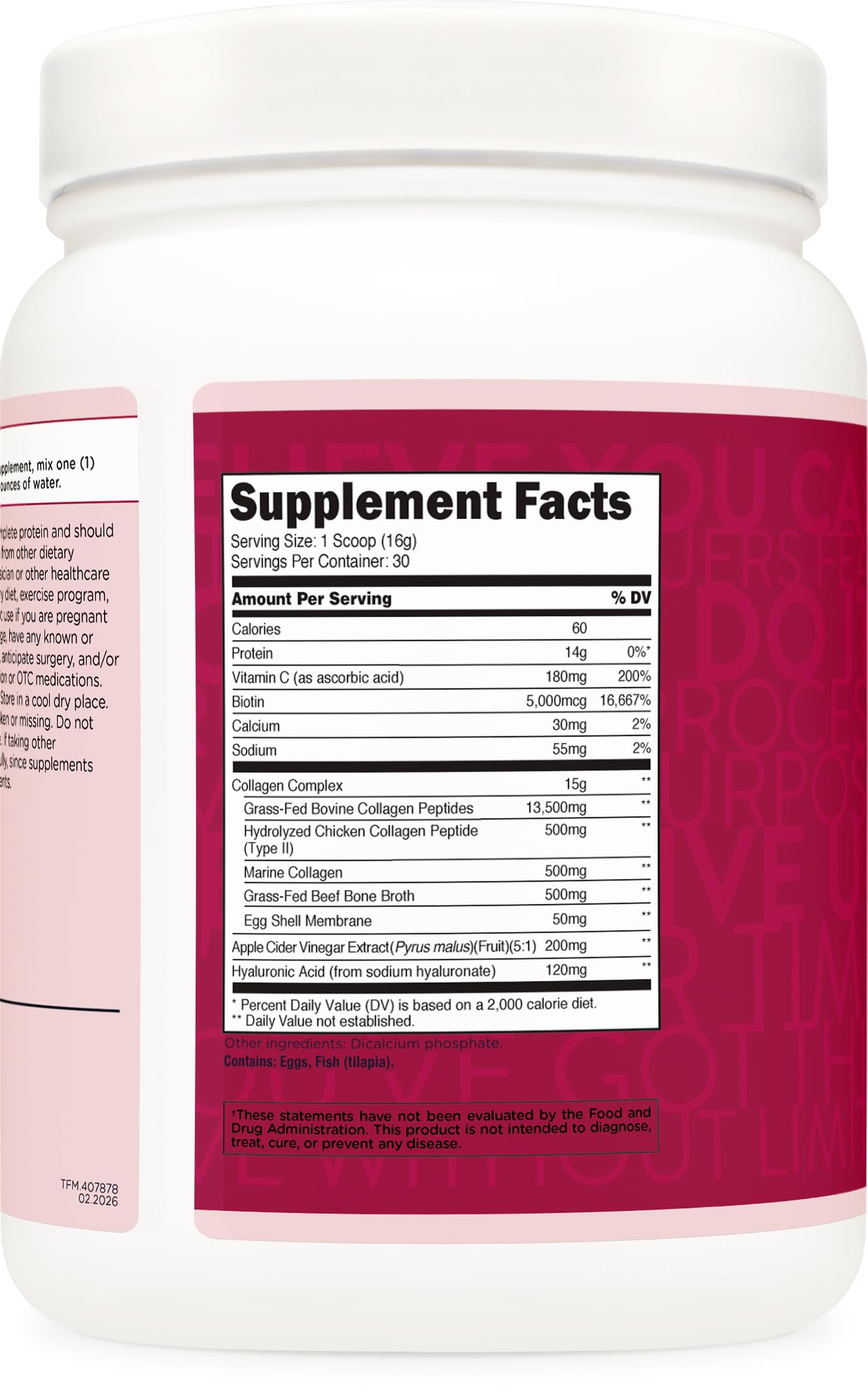 TransformHQ Beauty Collagen (Unflavored) Powder 17.4 oz