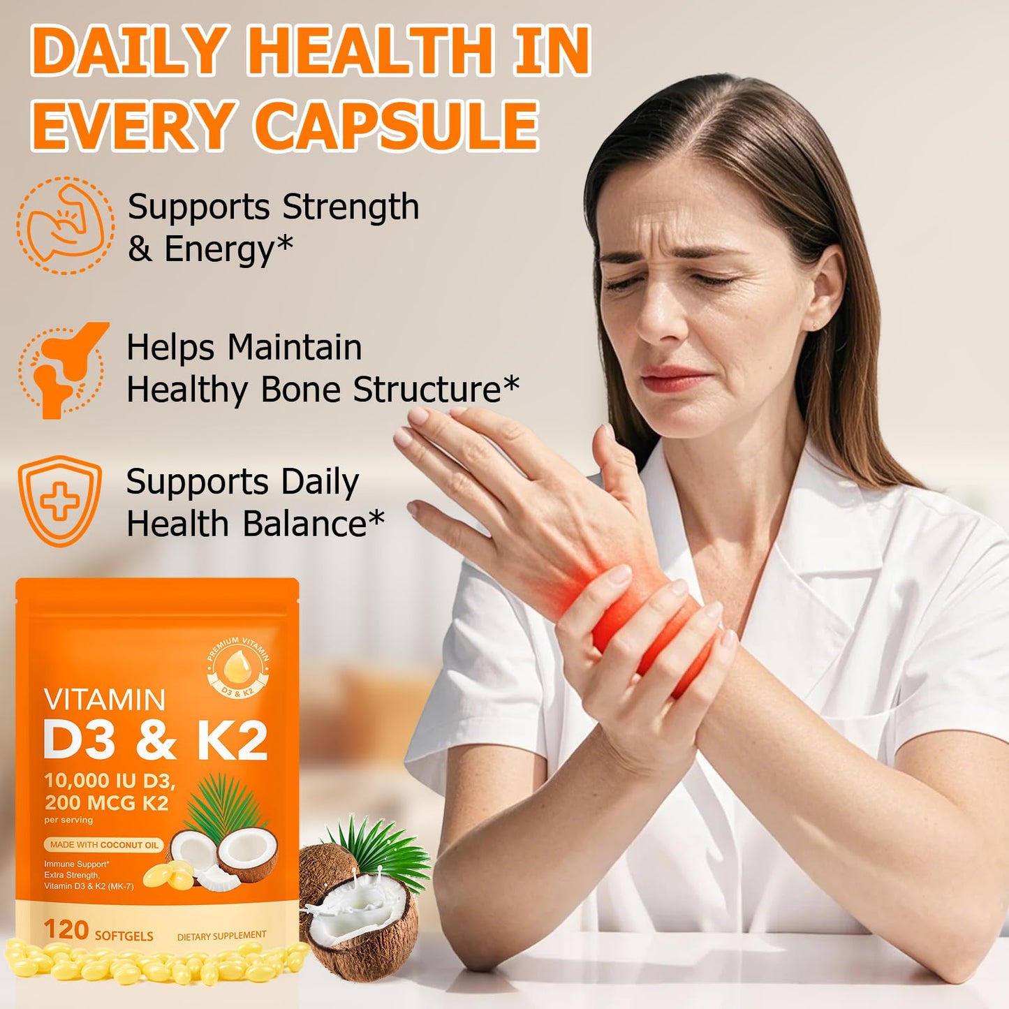 Tamiodfo Vitamin D3 K2 10,000 IU Softgels 120