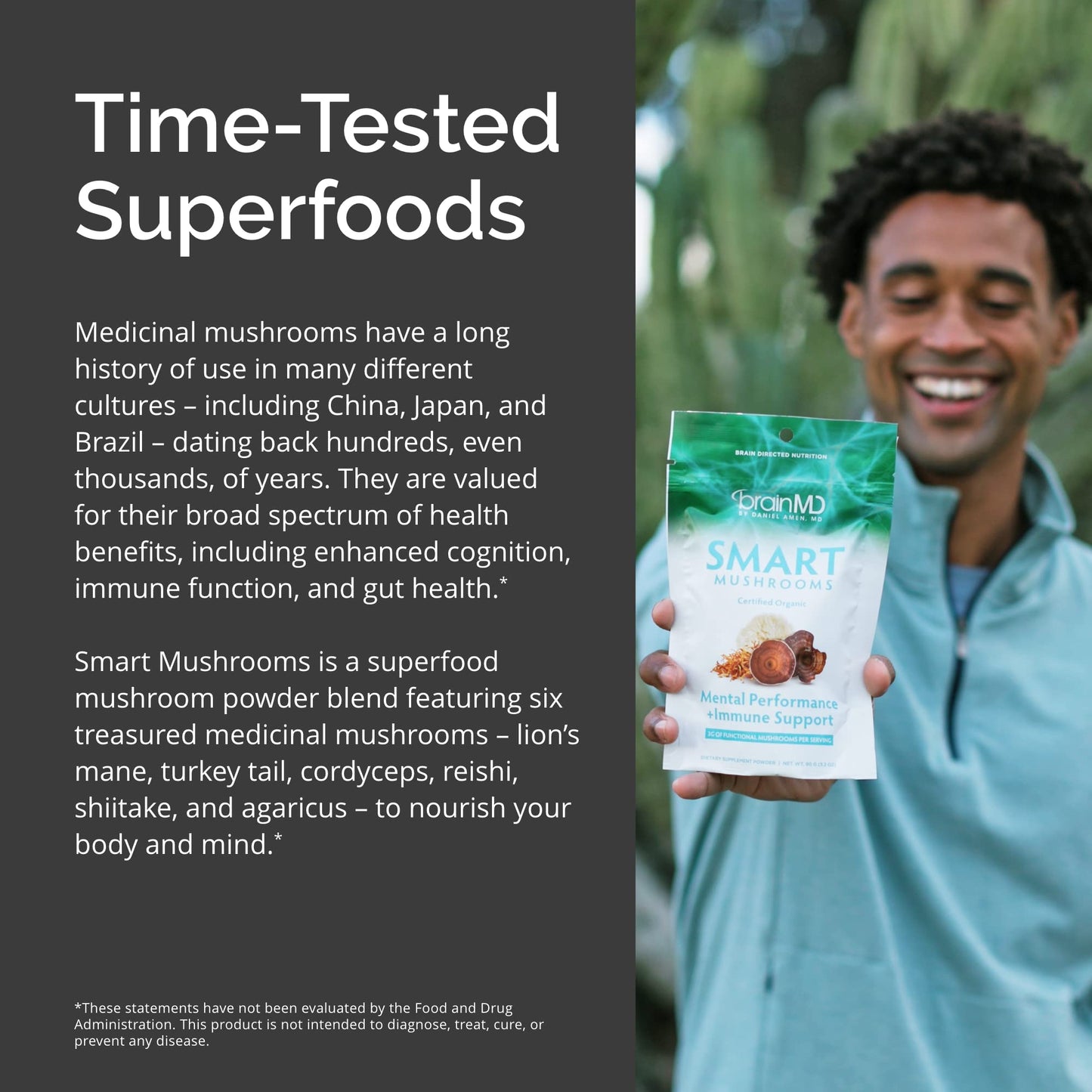 BRAINMD Dr Amen Smart Mushrooms Powder 3.2 oz