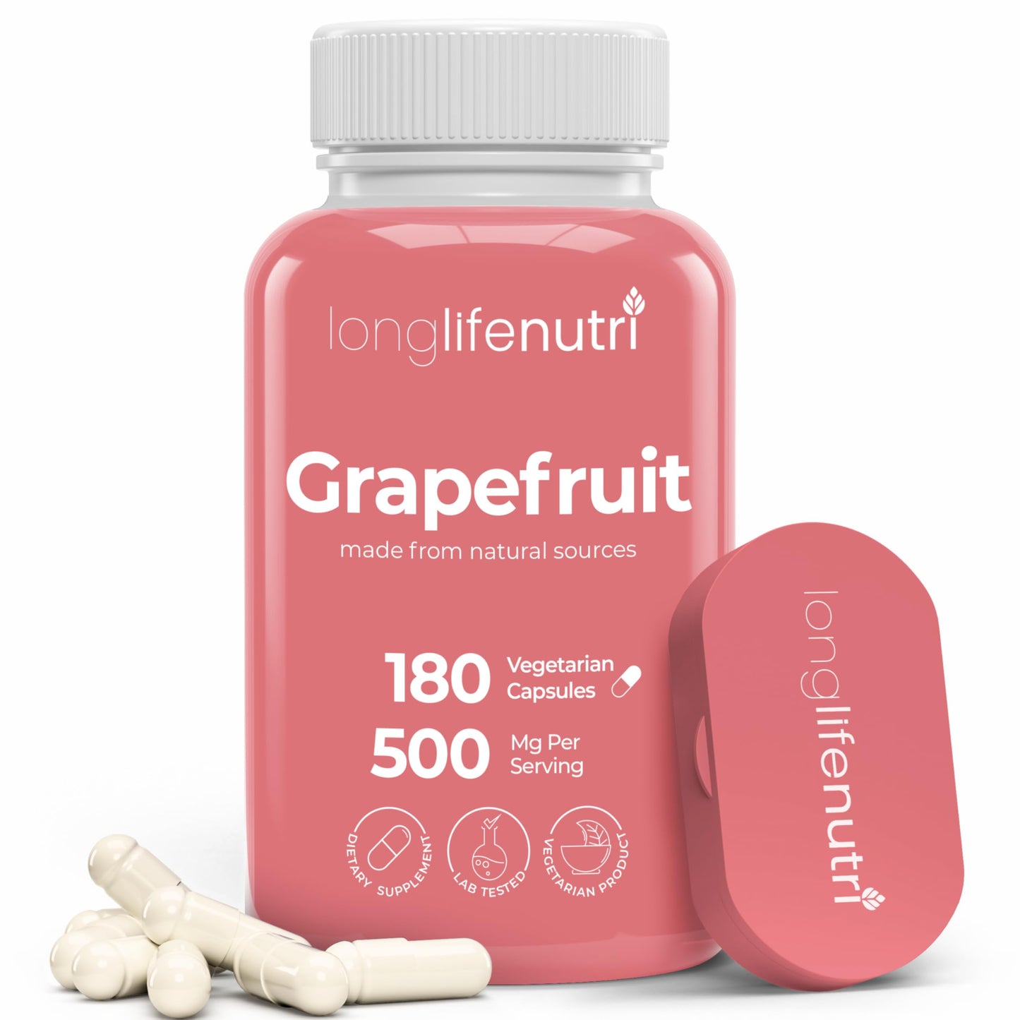 LongLifeNutri Grapefruit Seed Extract 500mg Capsule, 180 Count