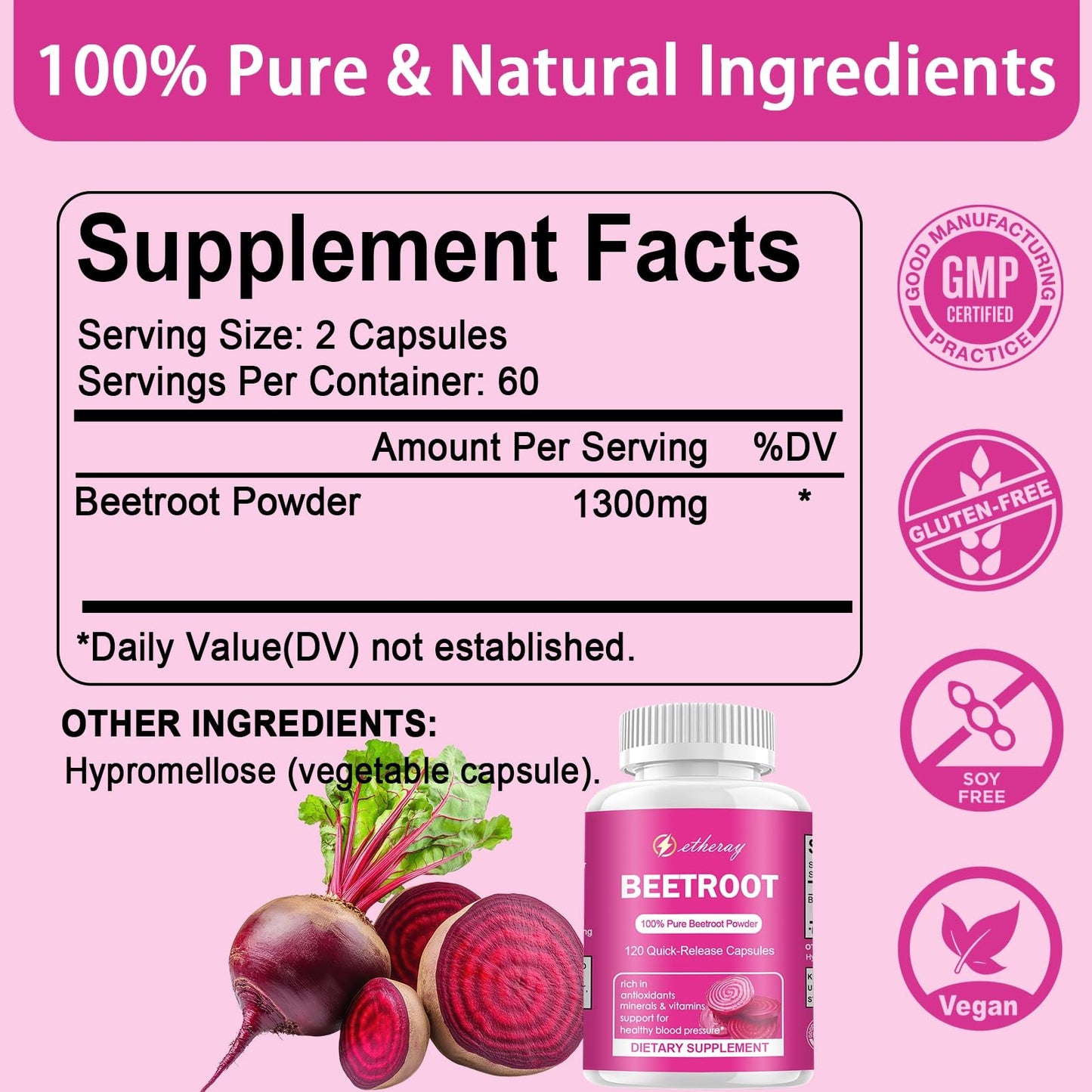 etheray Beet Root Capsules 120 Count