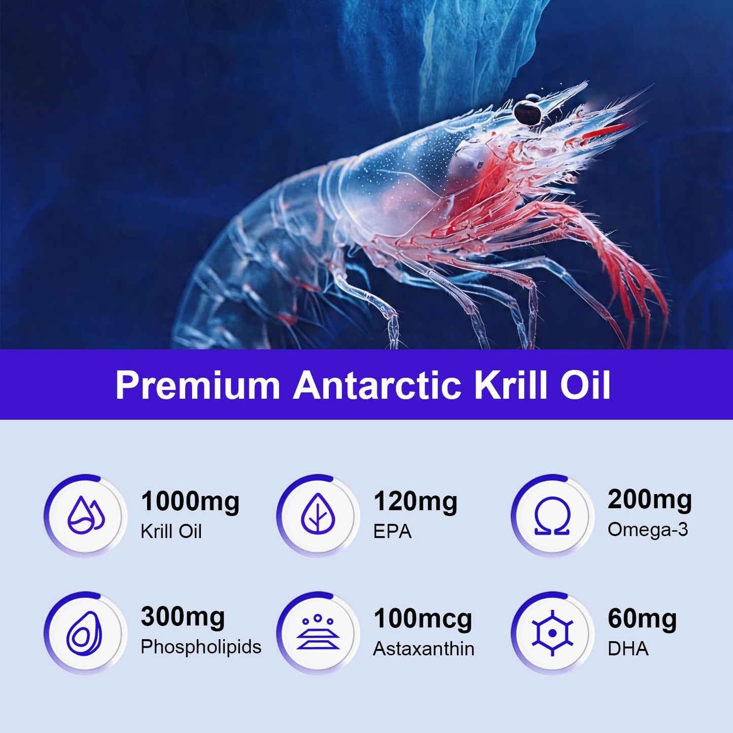 SEMAL Krill Oil 1000mg Omega-3 EPA DHA with Astaxanthin & Phospholipids Softgels, 120 Count