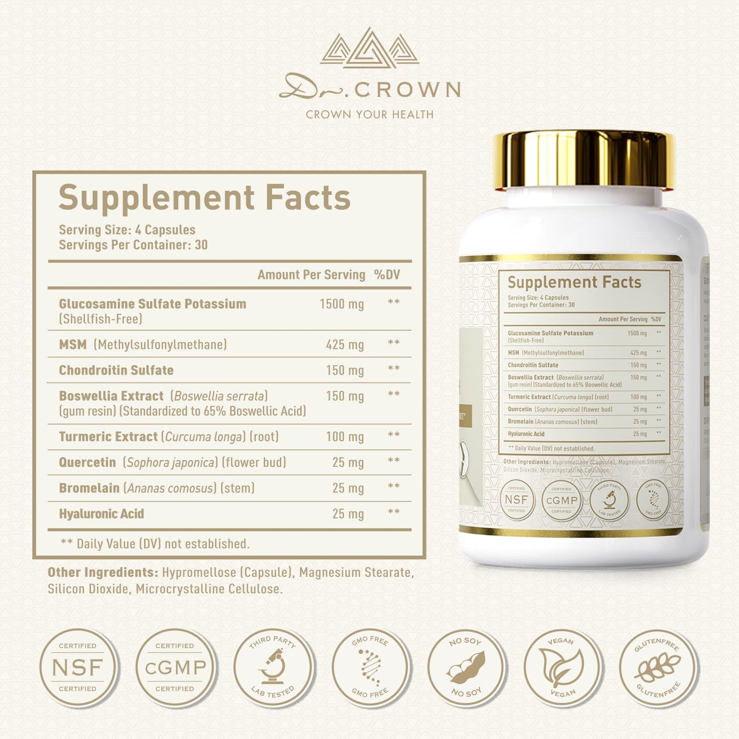 DR. CROWN Joint Health Supplement Capsules, 120