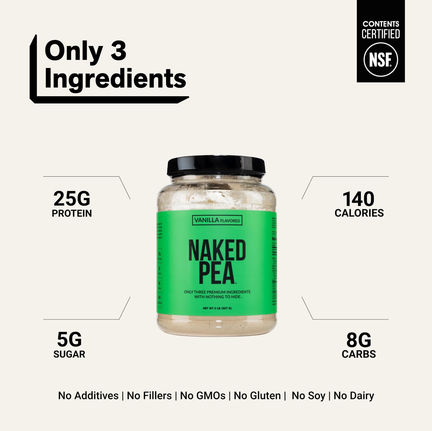 NAKED Vanilla Pea Protein Isolate Protein Powder, 32 Servings