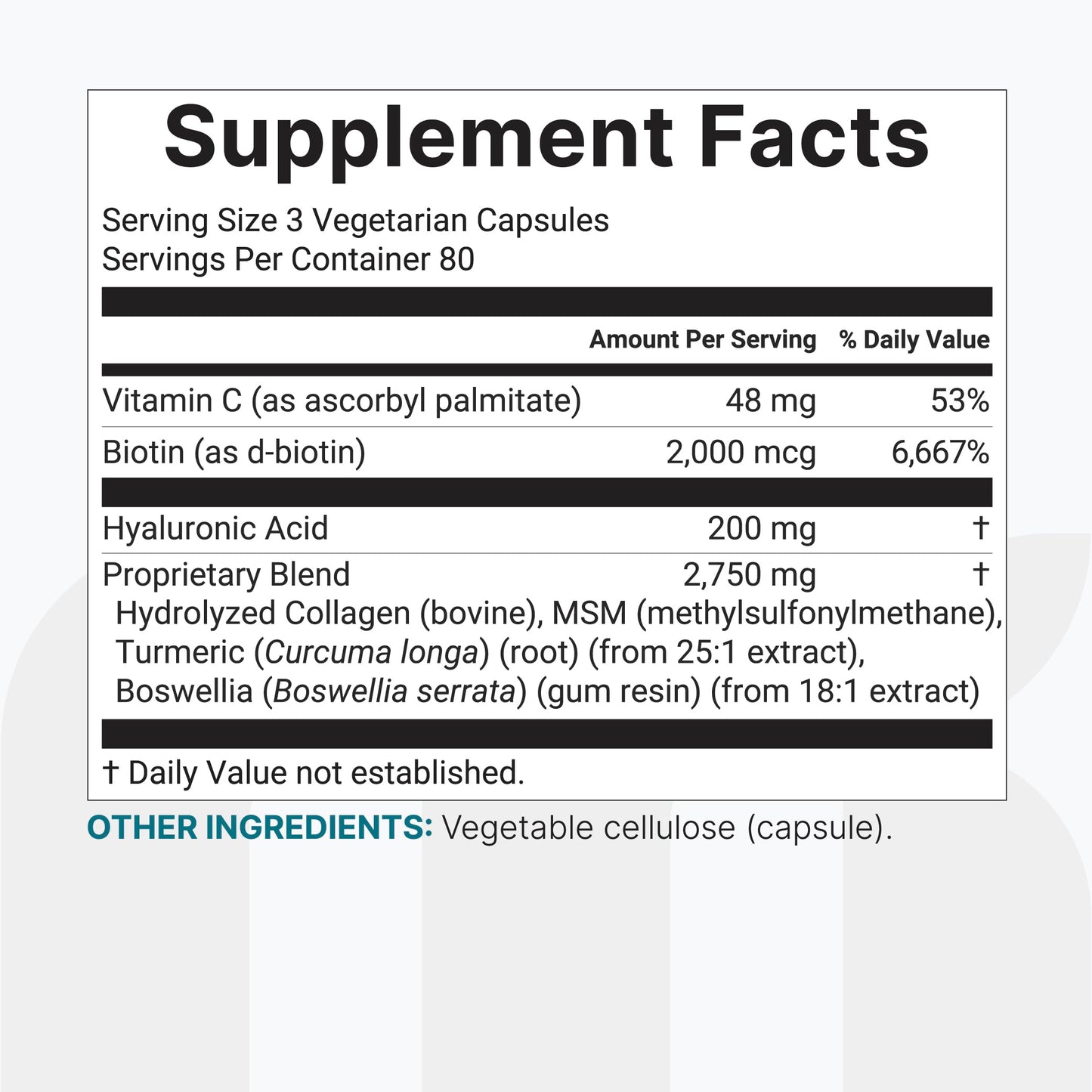 Micro Ingredients Hyaluronic Acid Complex 240 Capsules