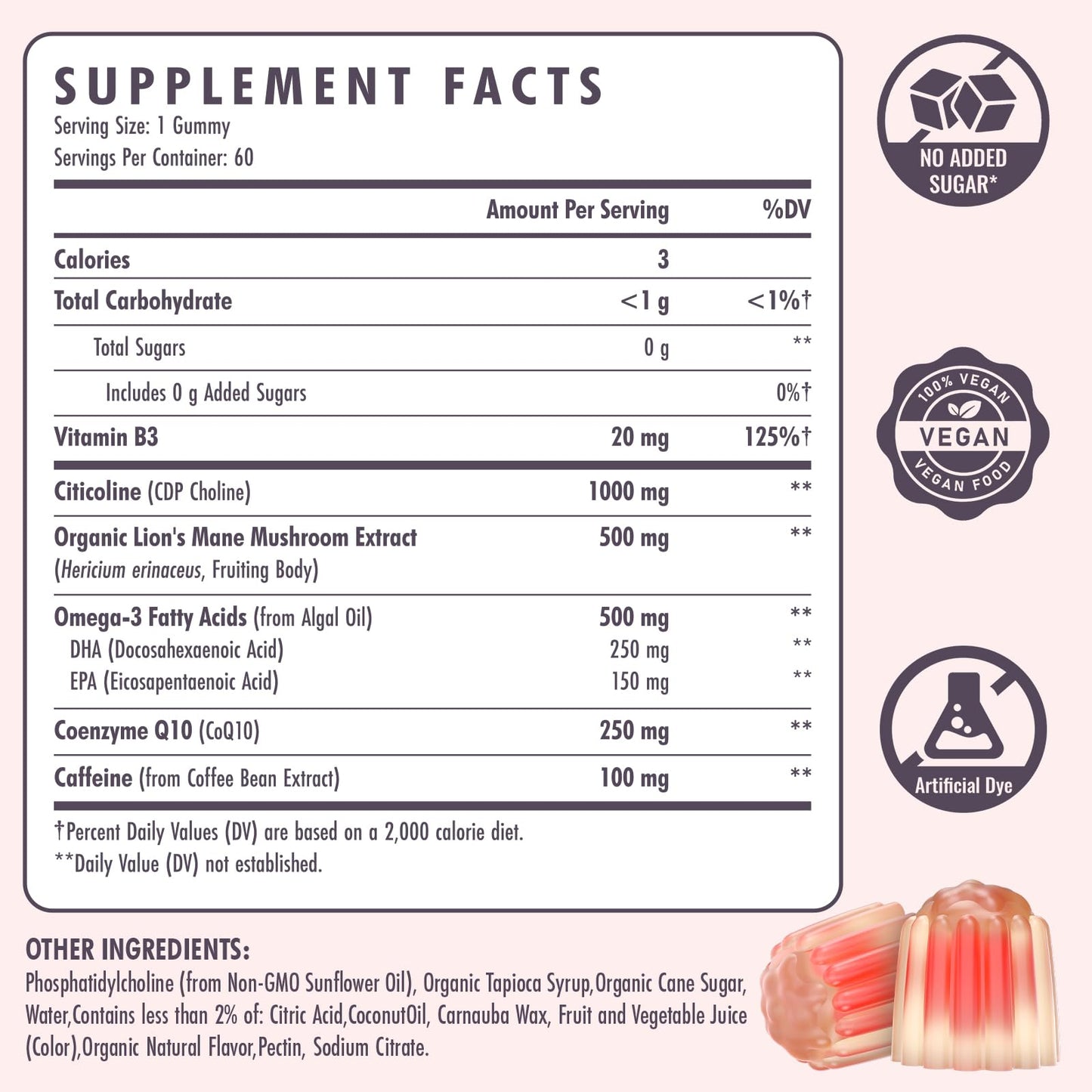 Elystrixionis Citicoline (CDP Choline) 1000mg Gummies 60 Count