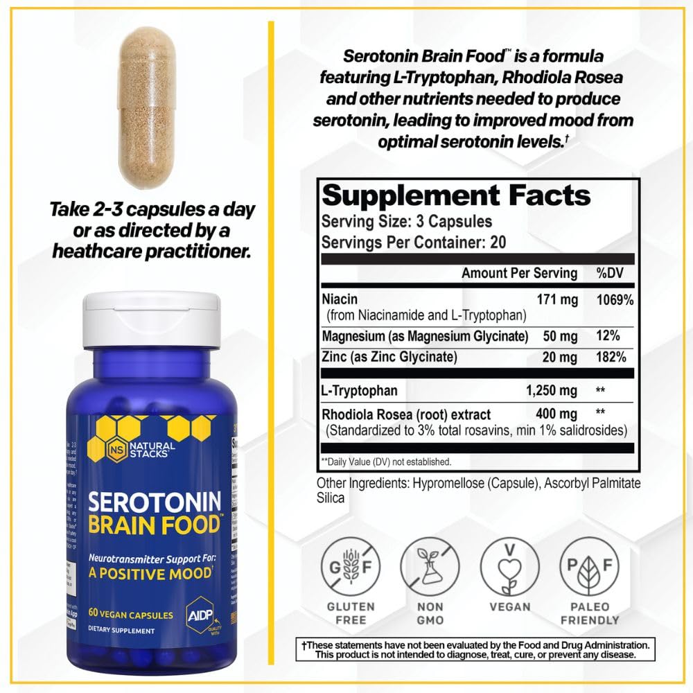 NATURAL STACKS MagTech Magnesium + Serotonin Brain Food Bundle Capsules, 2-Pack