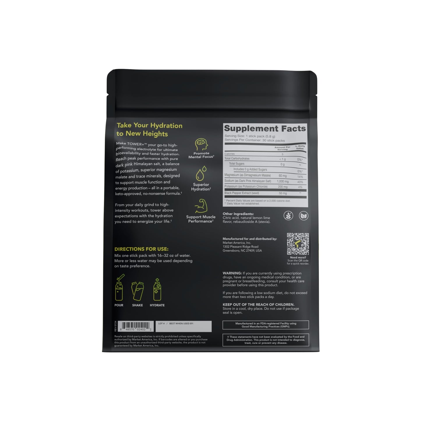 Tower+ Electrolyte Mix – Sugar-Free Powder 6.13 oz