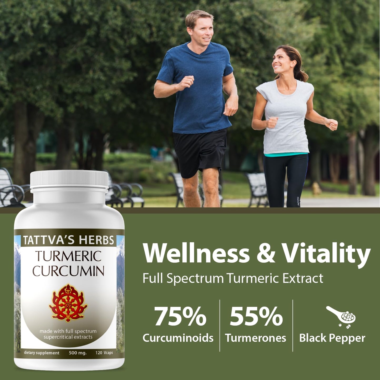 Tattva's Herbs Turmeric Curcumin with Black Pepper Capsules, 240 Count