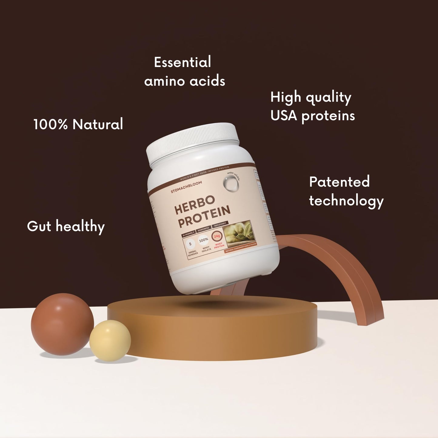 Nano Meda Herbo Protein 100% Whey Protein Isolate, Naturally Hydrolized Protein Powder, 30 Servings