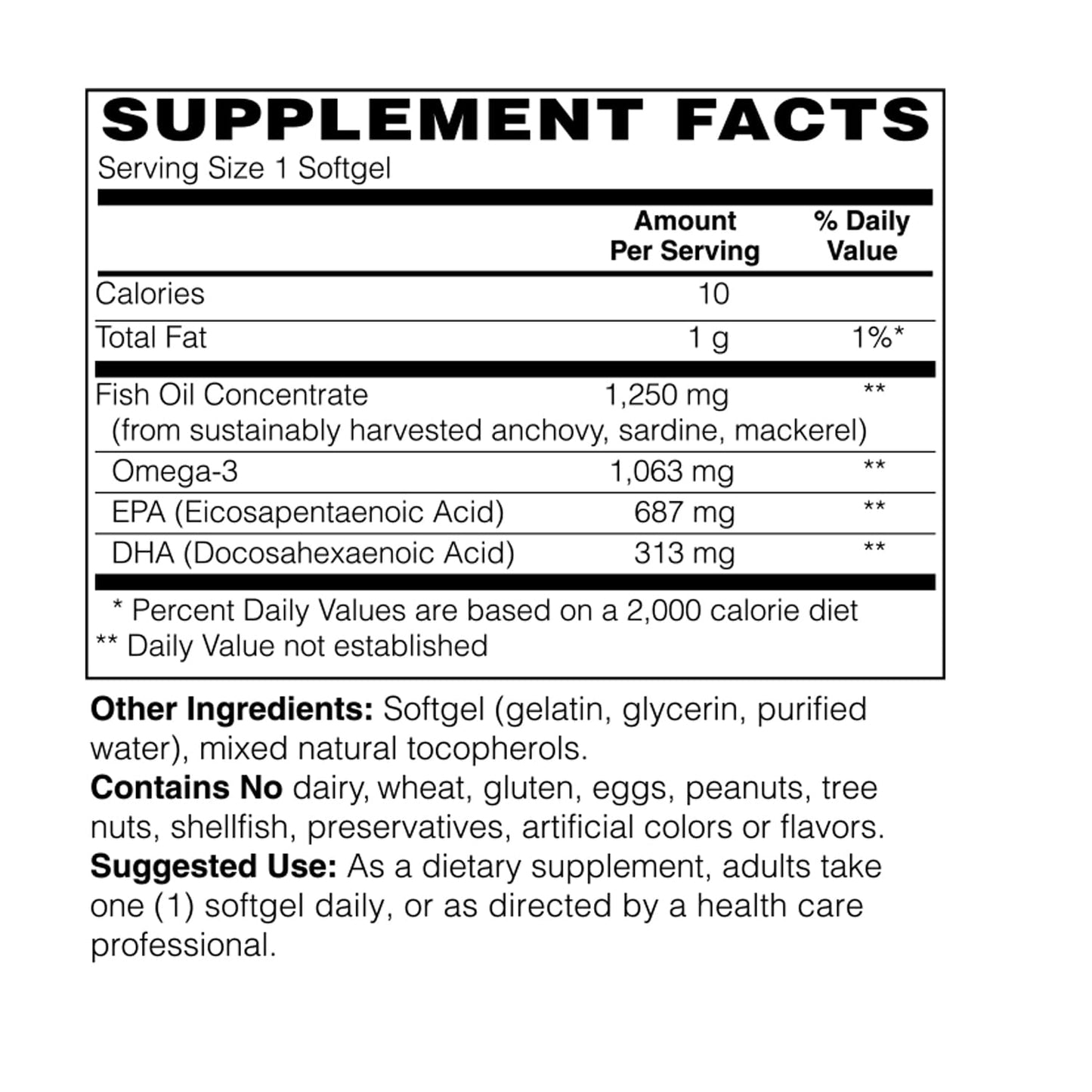 Holly Hill Health Foods Ultra Omega-3 Triglyceride Fish Oil 1,000 mg EPA + DHA Softgels 60