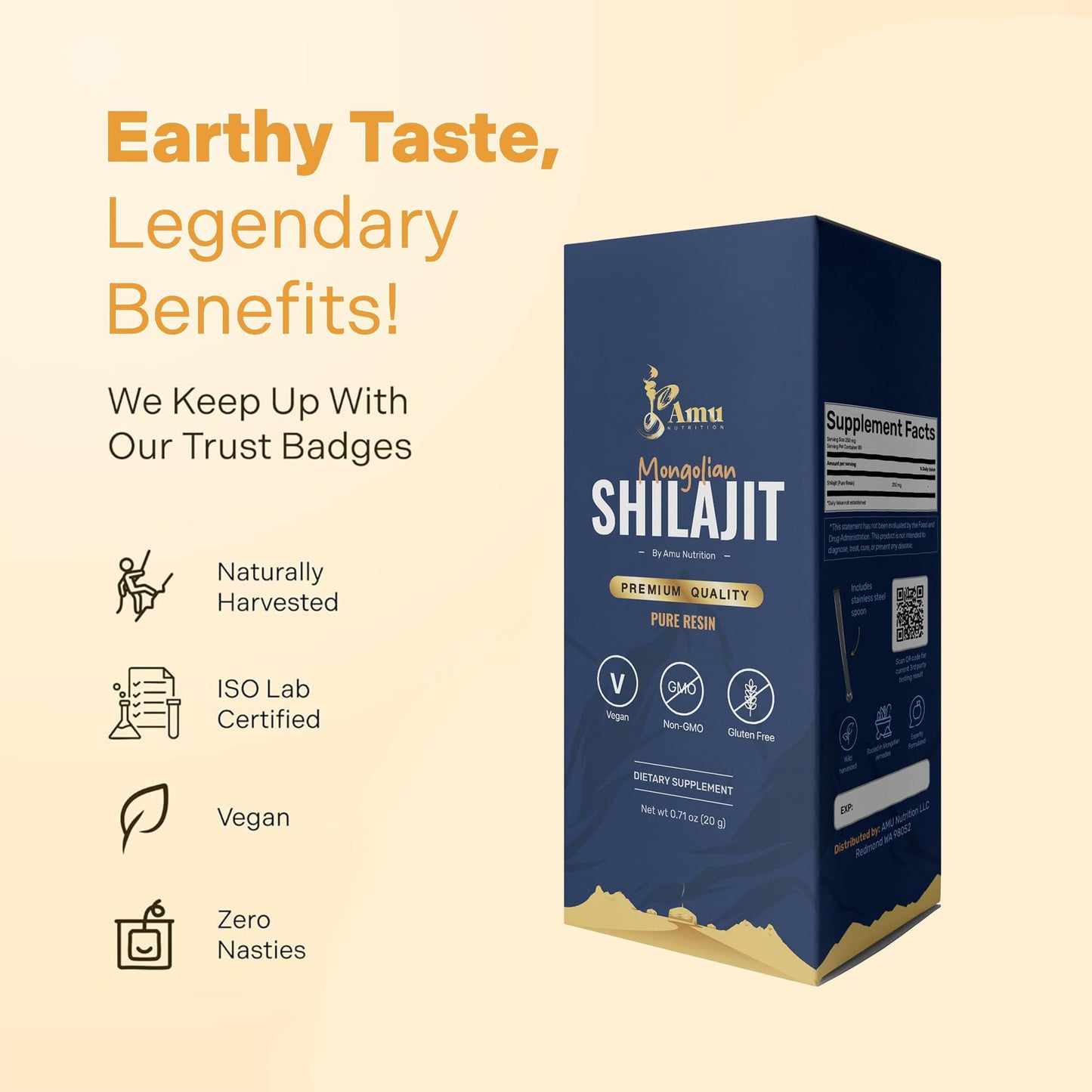 AMU NUTRITION Pure Mongolian Shilajit for Men and Women Softgel, 20 Count