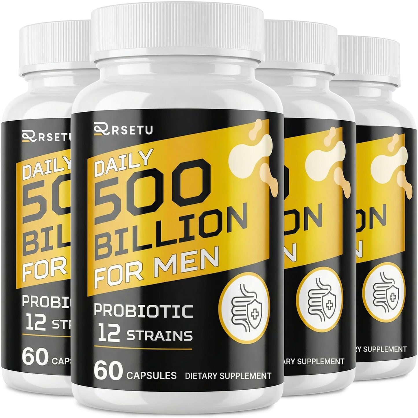 RSETU Probiotics for Men, 500 Billion CFUs & 12 Strains, 240 Capsules