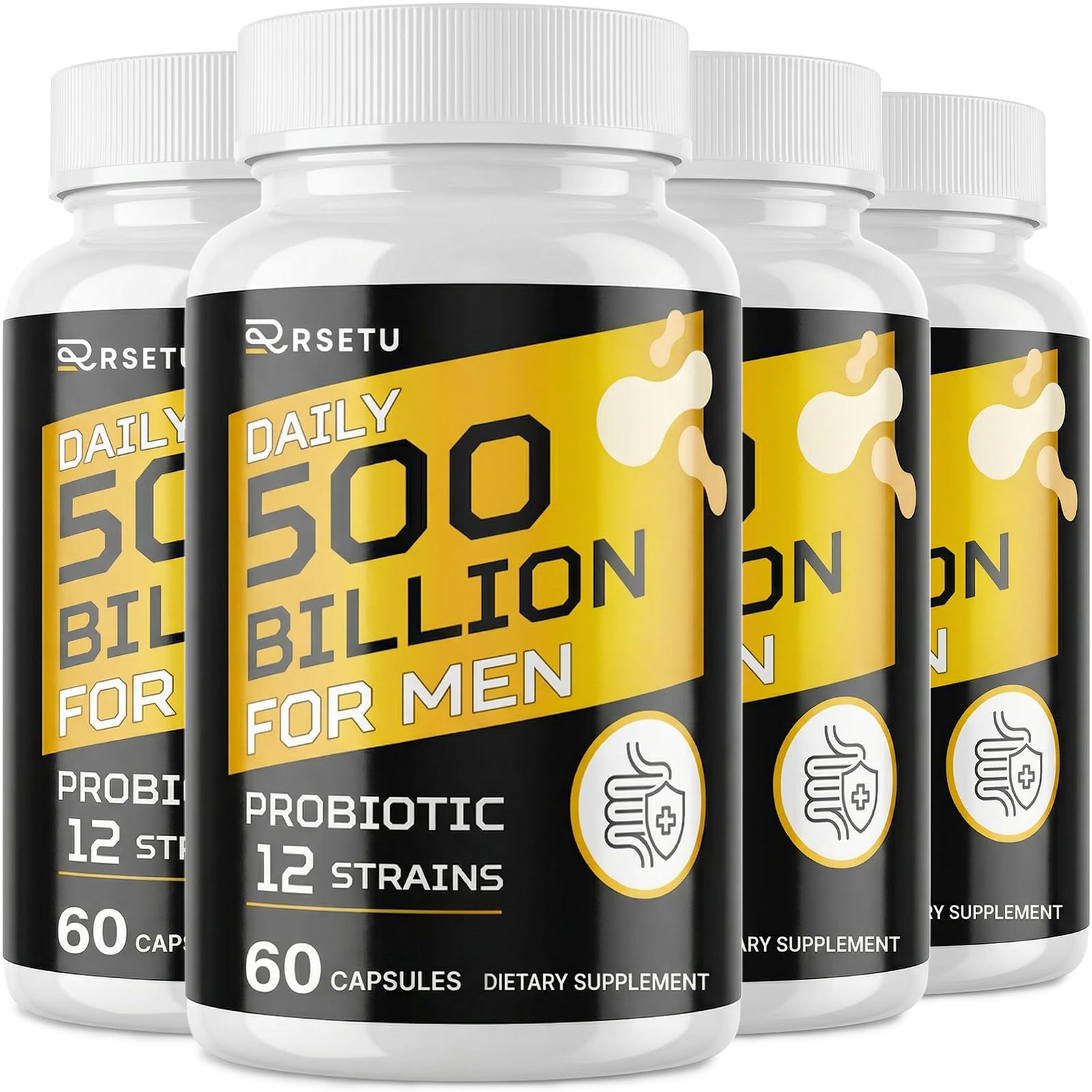 RSETU Probiotics for Men 500 Billion CFUs & 12 Strains Capsules, 240 Count
