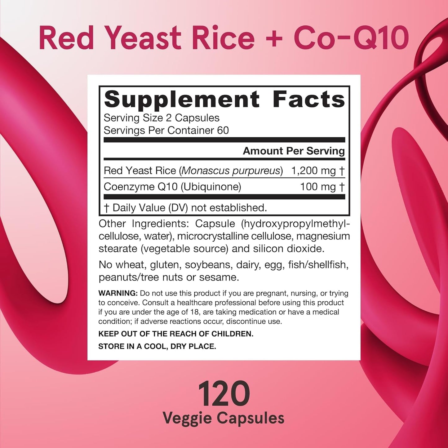 Jarrow Formulas Red Yeast Rice 1200 mg & CoQ10 100 mg Capsules 240