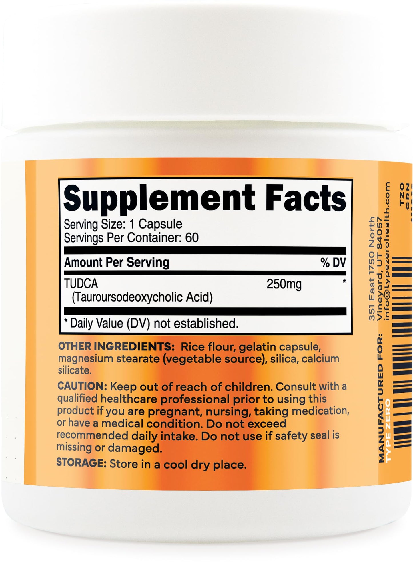 Type Zero Clean TUDCA 250mg Capsules, 60 Count