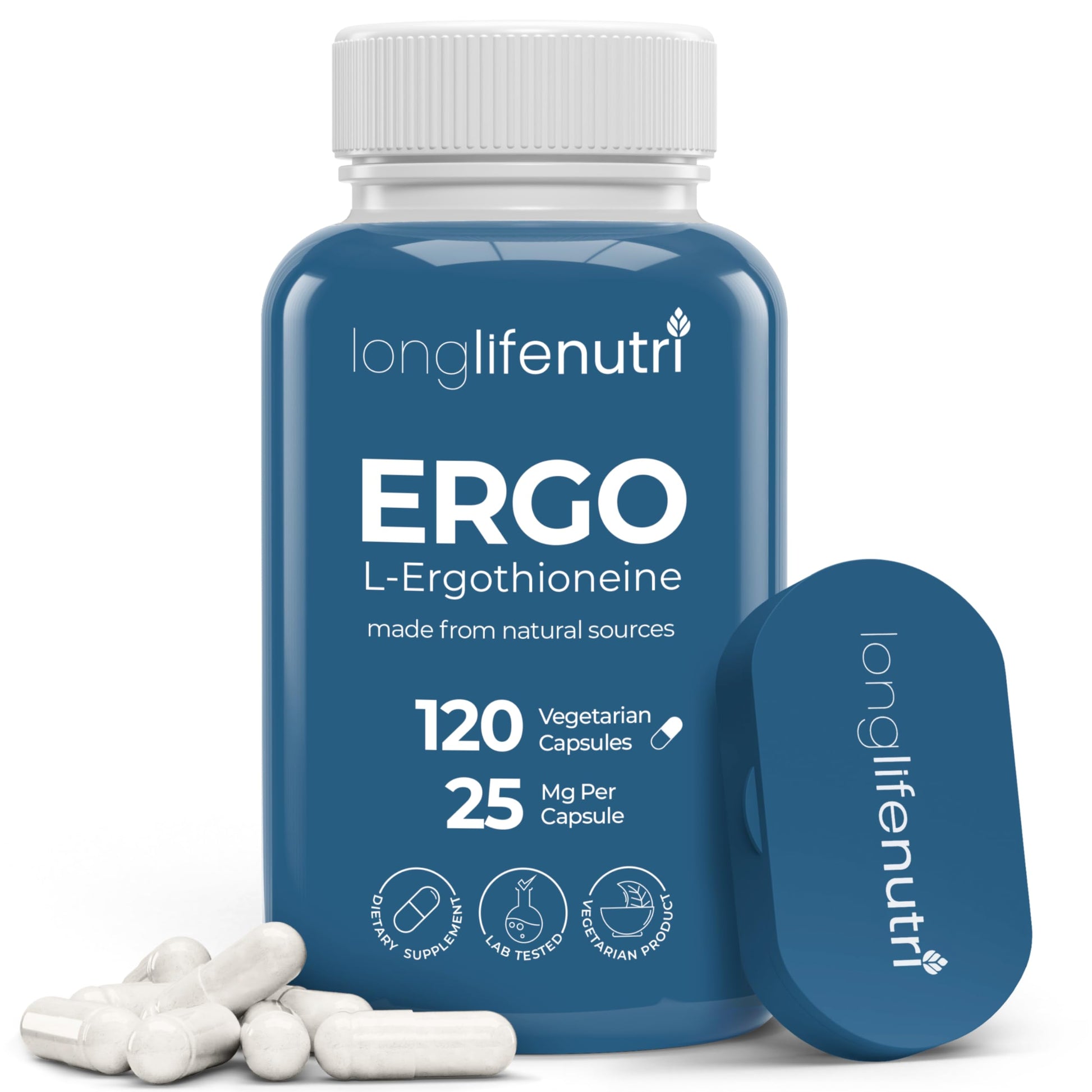LongLifeNutri L-Ergothioneine 25mg Capsules, 120 Count
