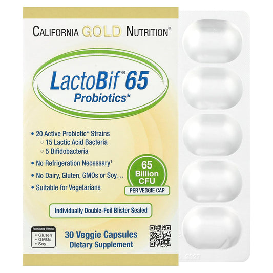 California Gold Nutrition LactoBif Probiotics Capsules, 30 Veggie Capsules