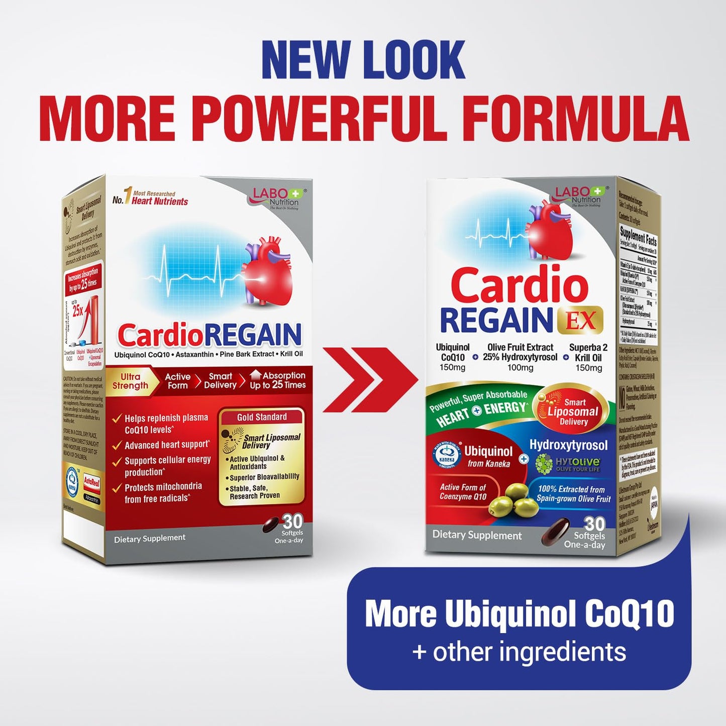 LABO Nutrition CardioREGAIN EX Liposomal Ubiquinol CoQ10 150mg Softgel, 30 Count