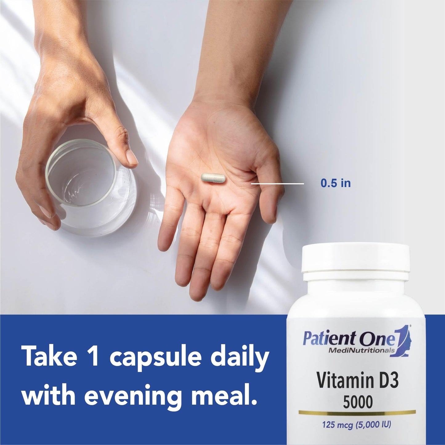 Patient One Vitamin D3 5,000 IU Capsule, 120 Capsules