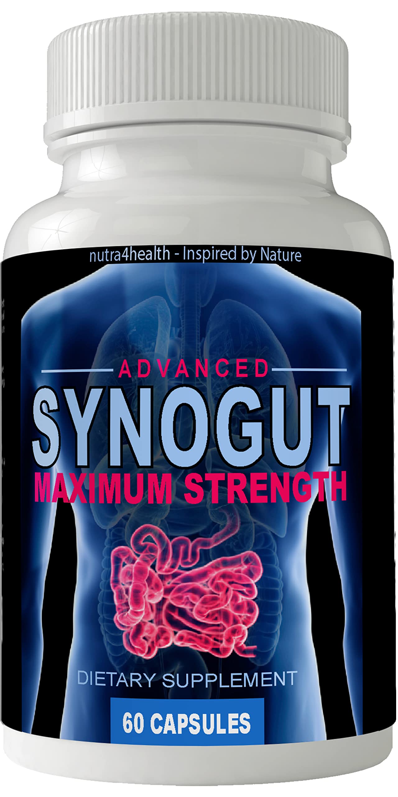Nutra4Health Synogut Advanced Maximum Strength Digestive Health and Metabolism Support Supplement Capsule, 60 Count