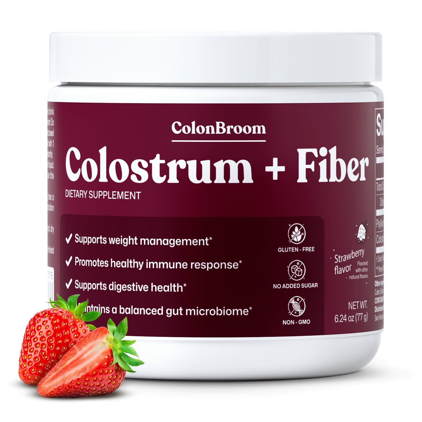 ColonBroom Colostrum + Fiber GLP-1 Friendly Supplement Powder 6.24 Ounce