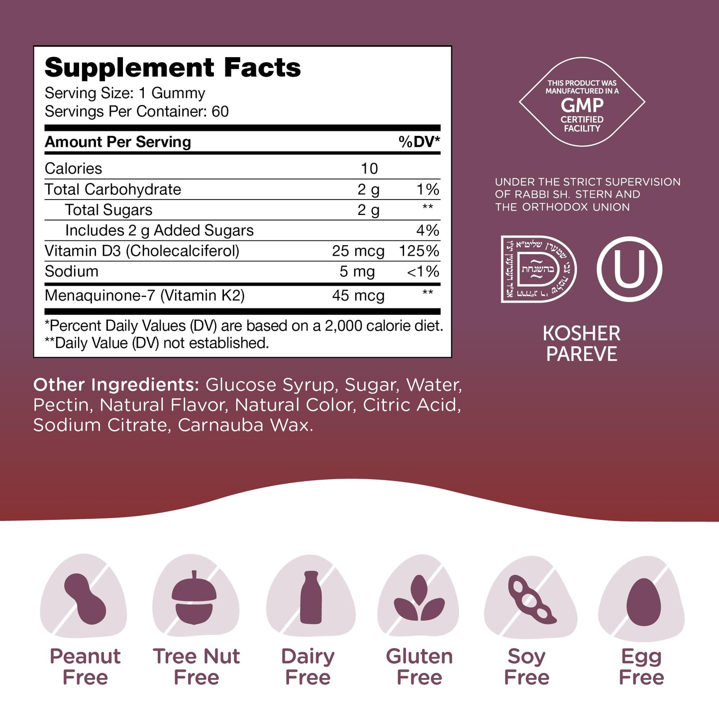 Zahler Chapter One Vitamin D3 & K2 Gummies 60 Gummies