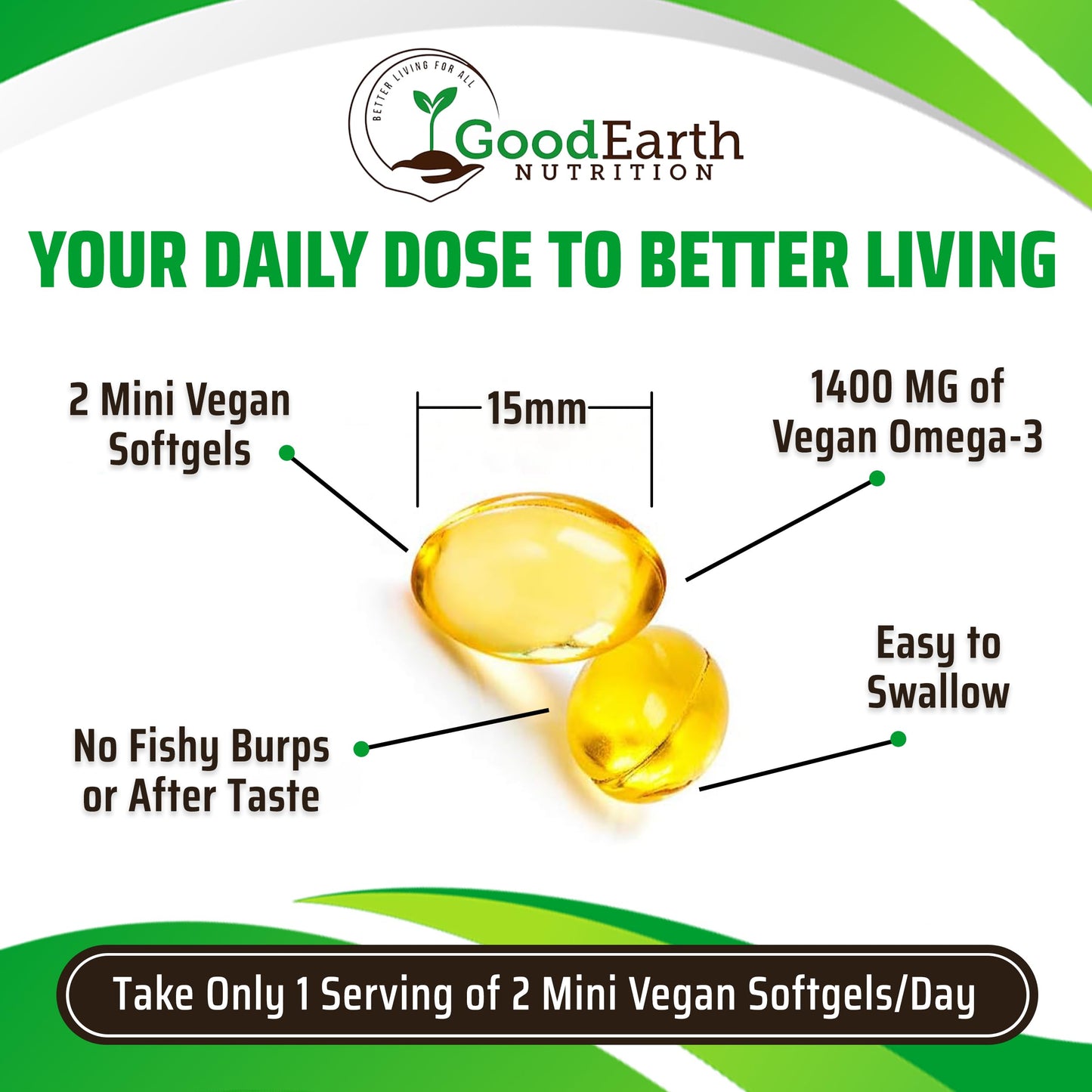 GoodEarth Nutrition Algal Oil - Vegan DHA Omega-3 Fish Oil Supplements Softgel 60