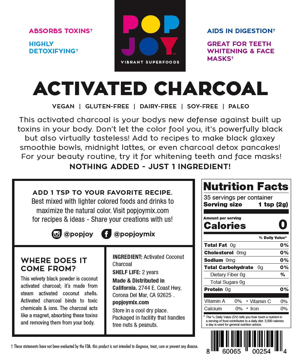 POP JOY Activated Coconut Charcoal Powder, 1 Count