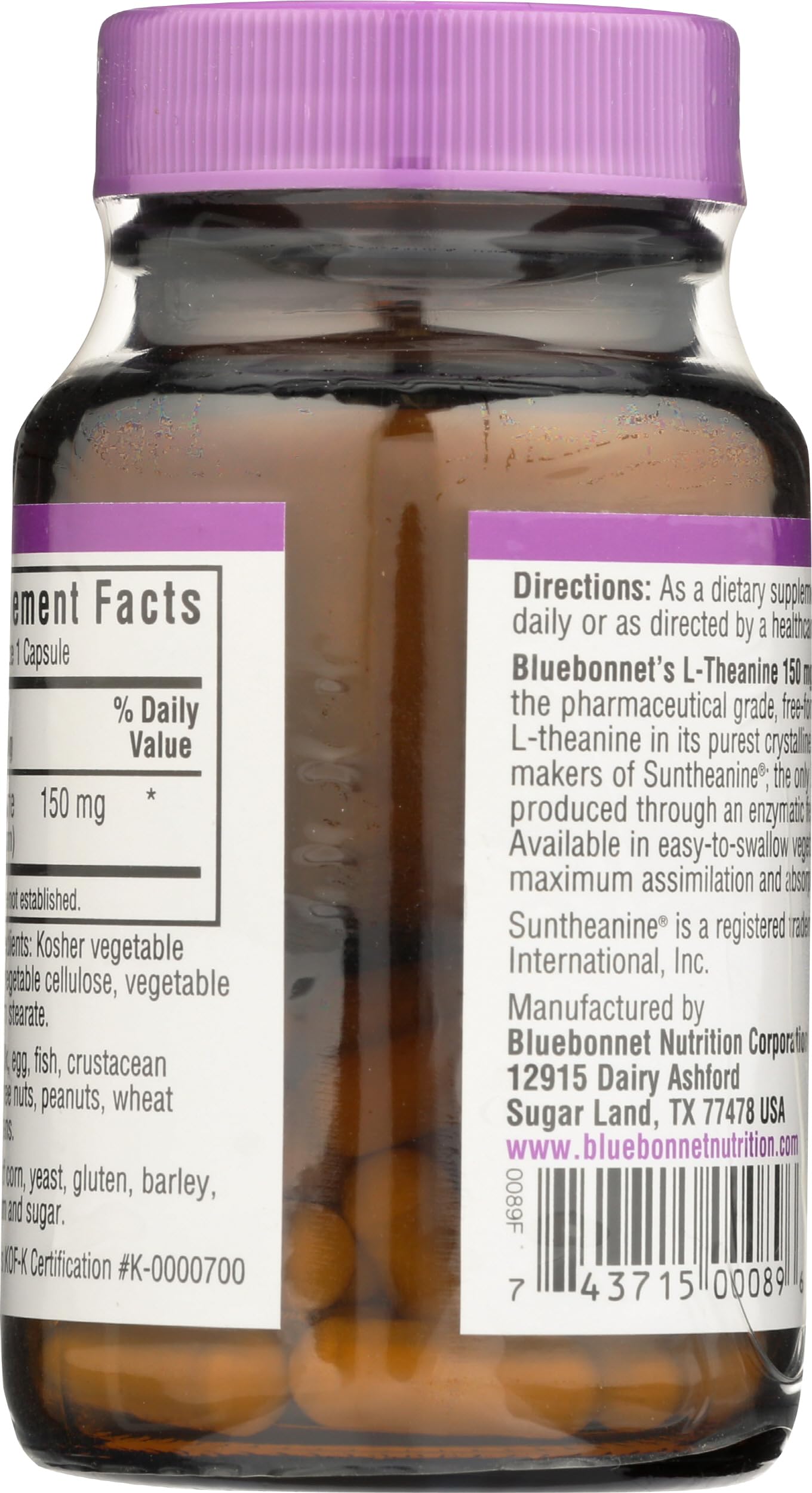 BlueBonnet L-Theanine 200 mg Capsule, 30 Count