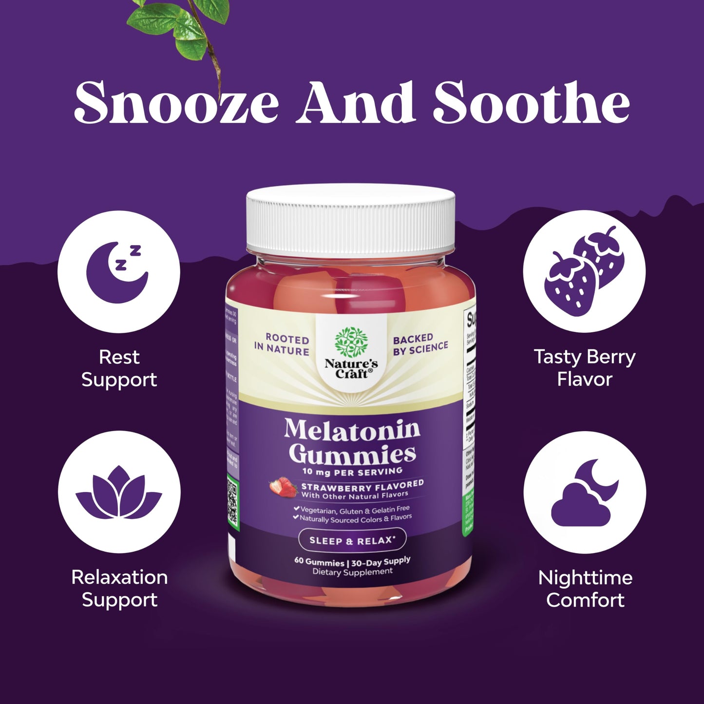 Natures Craft Melatonin Gummies 10mg, 60 Count