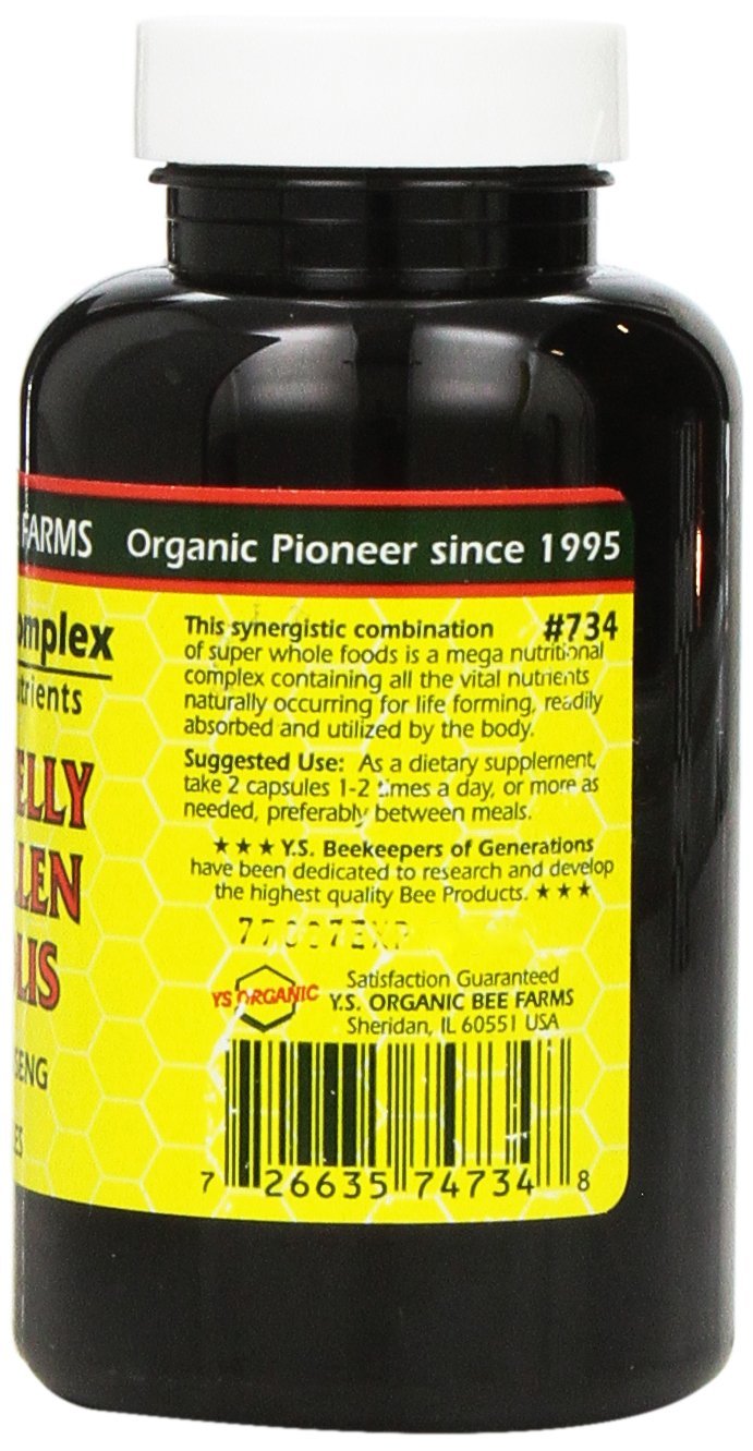 YS Organic Royal Jelly Bee Pollen Propolis plus Korean Ginseng Capsules, 90 Count