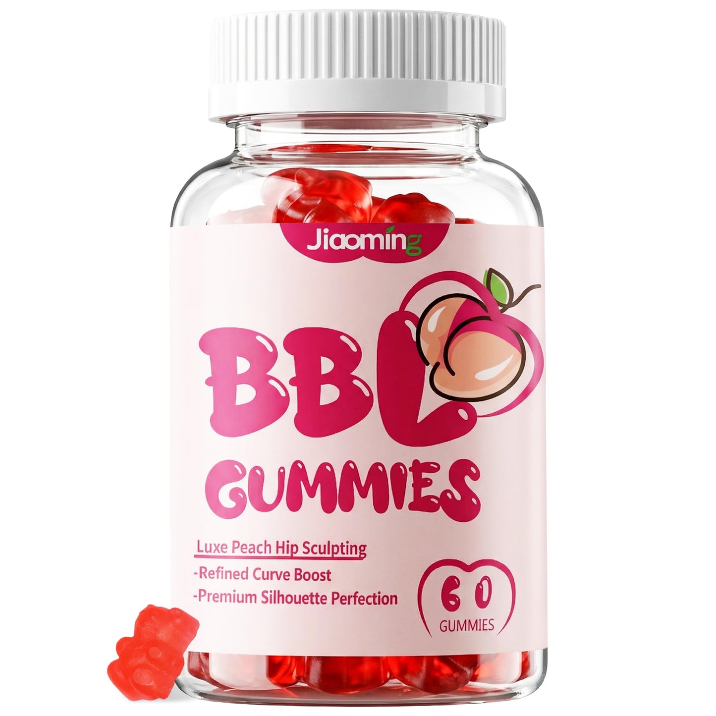 Jiaoming BBL Gummies for Bigger Butt Growth and Hips, Berry Flavor, 60 Gummies