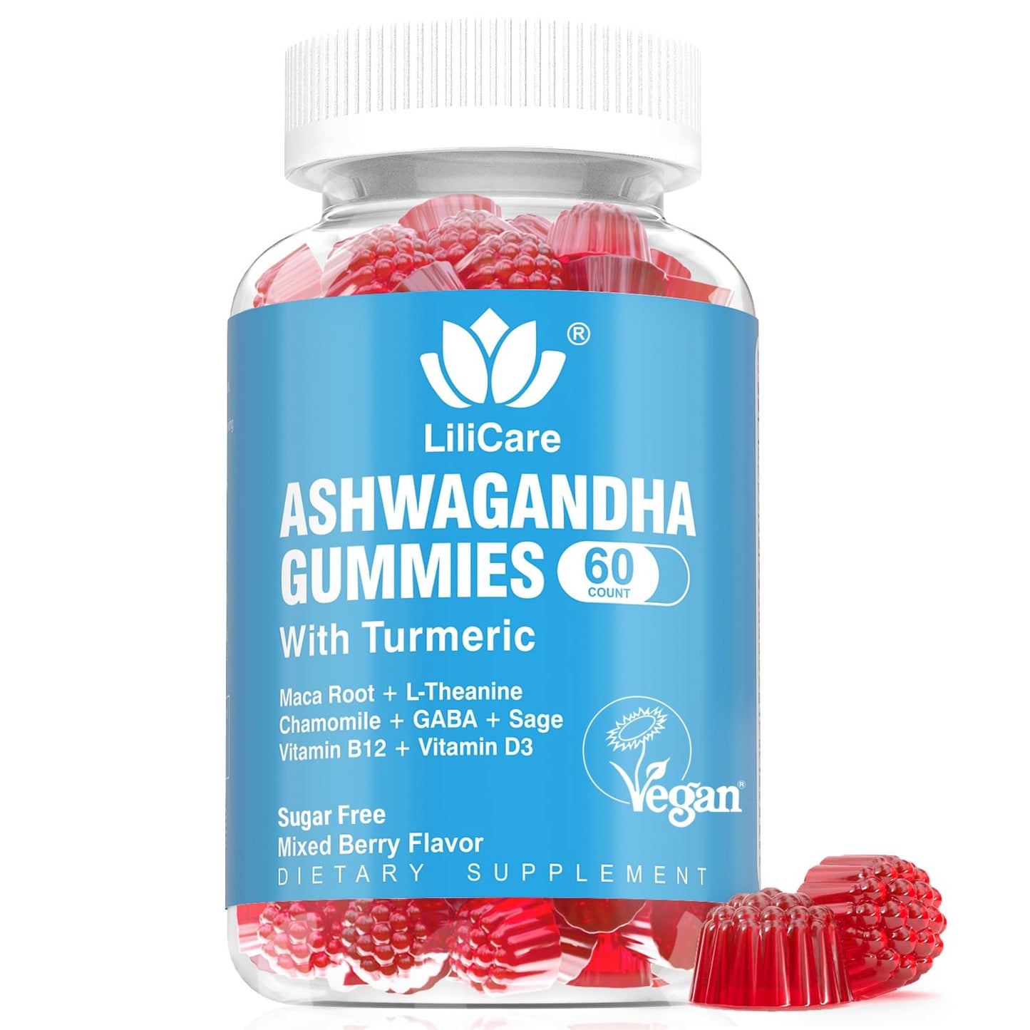 EnvyDeal Ashwagandha Gummies 2000mg Organic Ashwa Root Extract Supplement, 60 Count