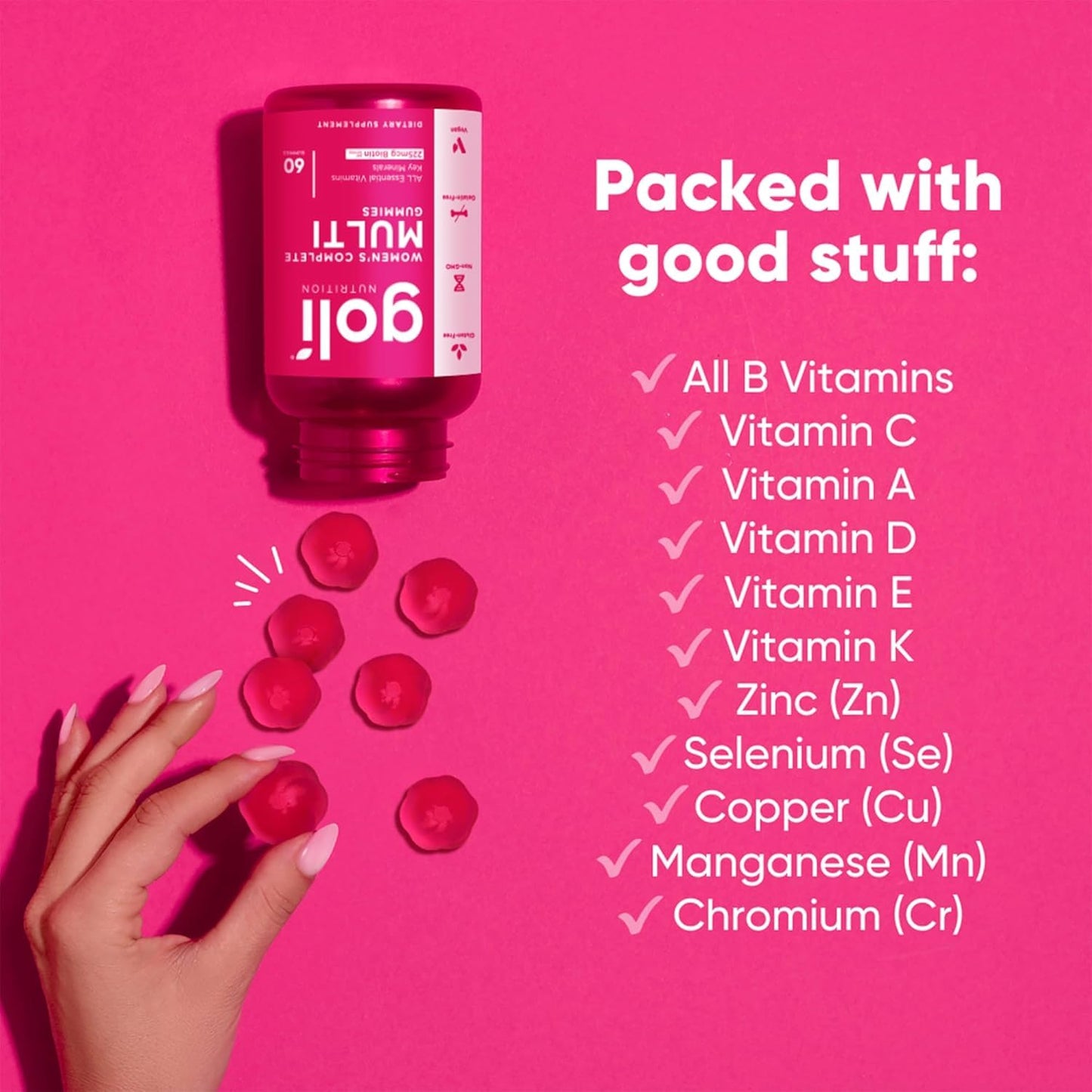 Goli Women's Multi Gummies - Complete Daily Multivitamin with All 13 Essential Vitamins, Biotin, Zinc - 120 Gummies