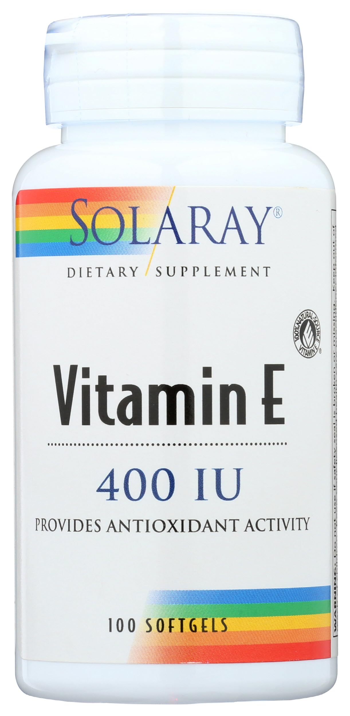 SOLARAY Vitamin E d-Alpha Tocopherol 268mg (400 IU) Softgels, 100 Count