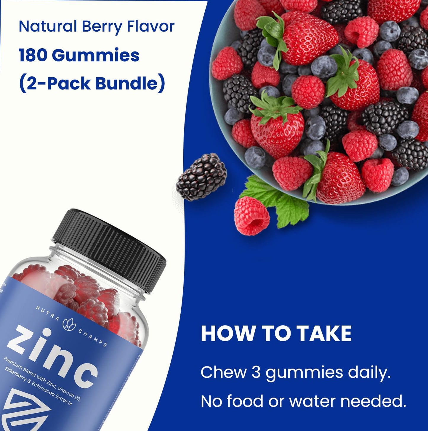 NutraChamps 4-in-1 Zinc Gummies 180 Count