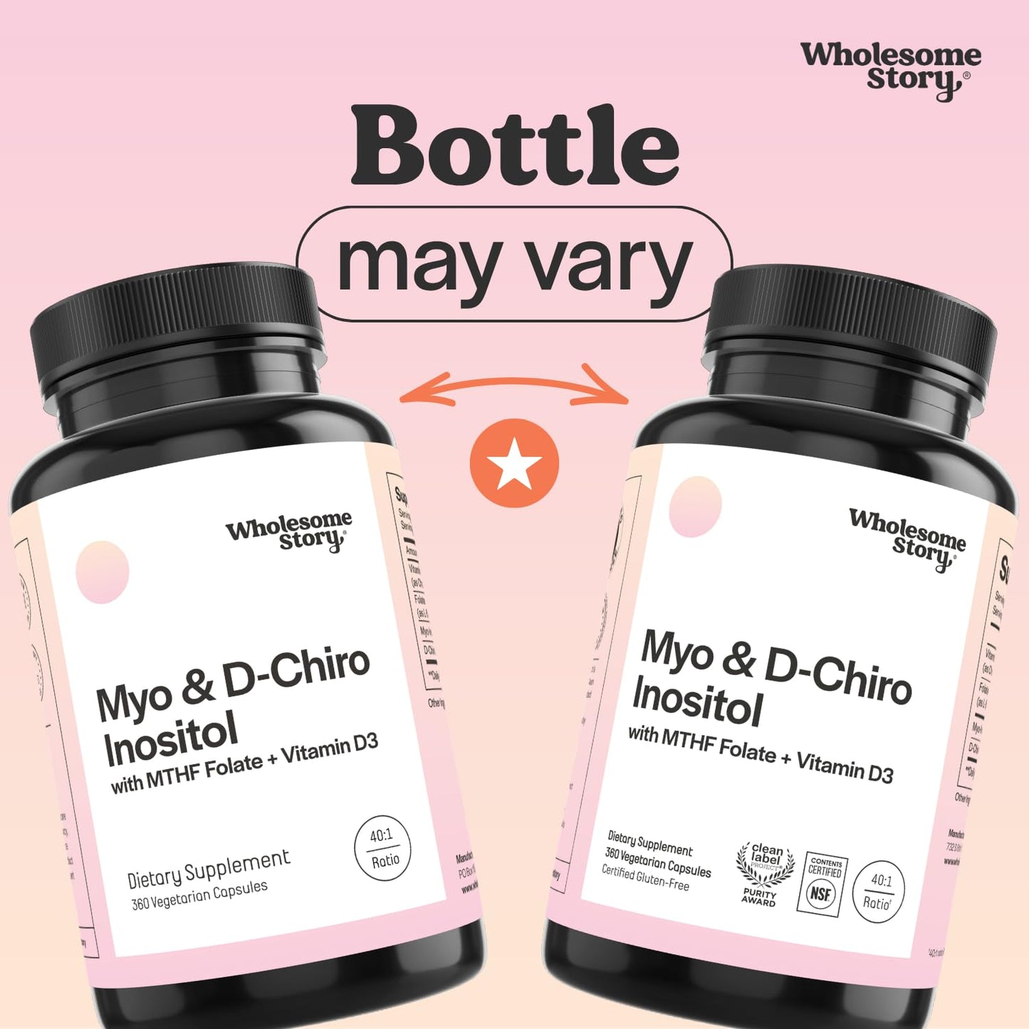 Wholesome Story Myo-Inositol & D-Chiro Inositol Capsules 360 Count