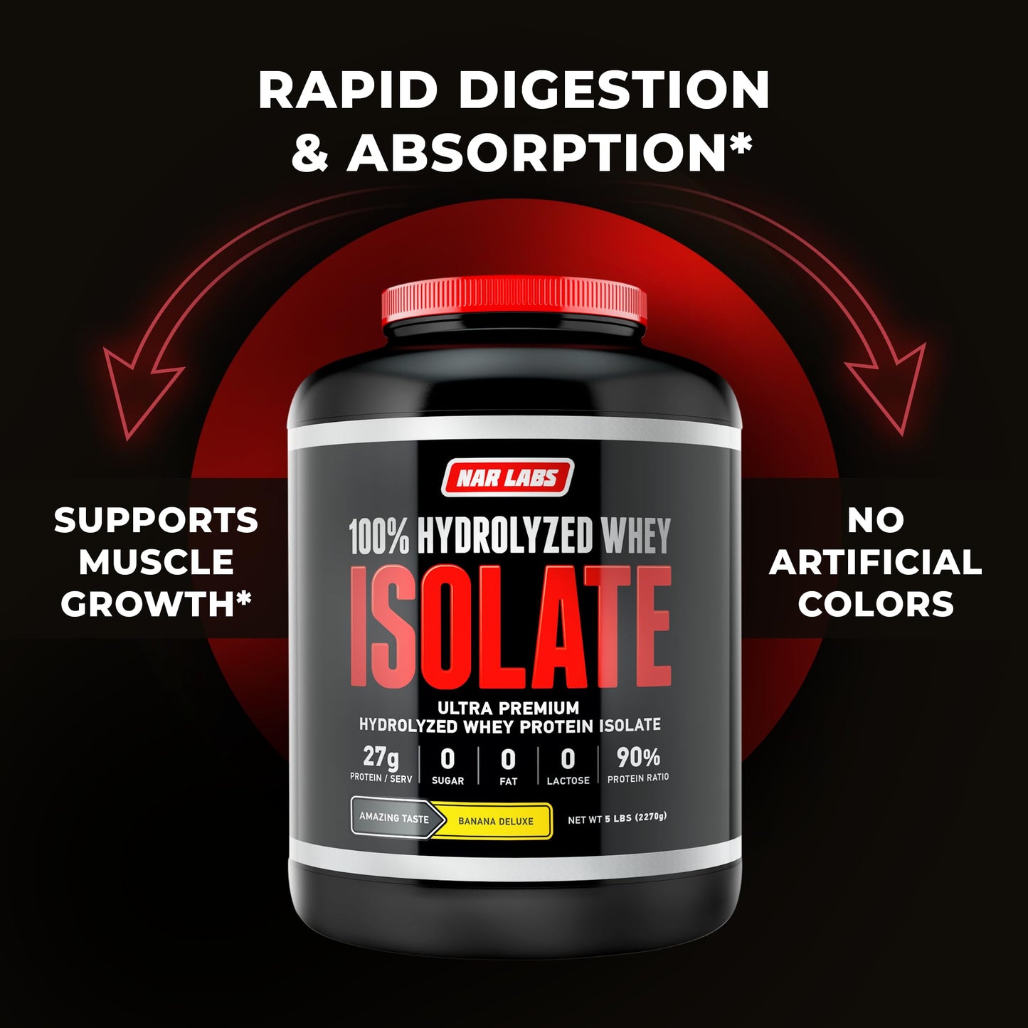 NAR LABS Hydrolyzed Whey Protein Isolate Banana Deluxe Powder 80 Servings