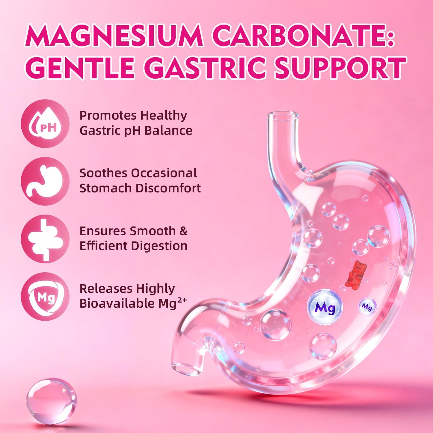 Youlikee Magnesium Carbonate 500mg Gummies, 120 Count