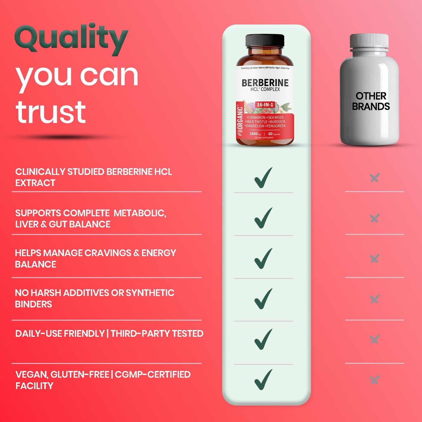 FIRSTORGANIC Premium Berberine Complex 60 Capsules