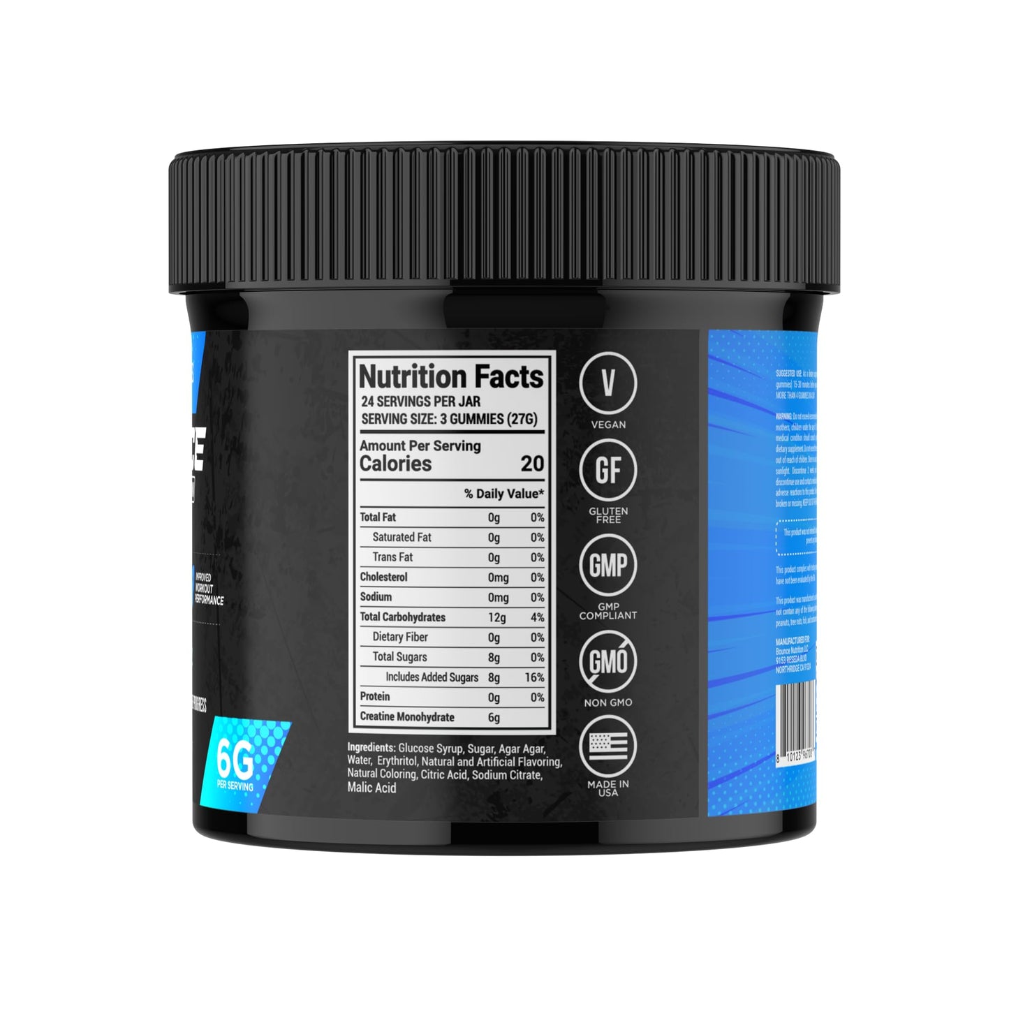 Bounce Pro Creatine Monohydrate Gummies, 72 Count