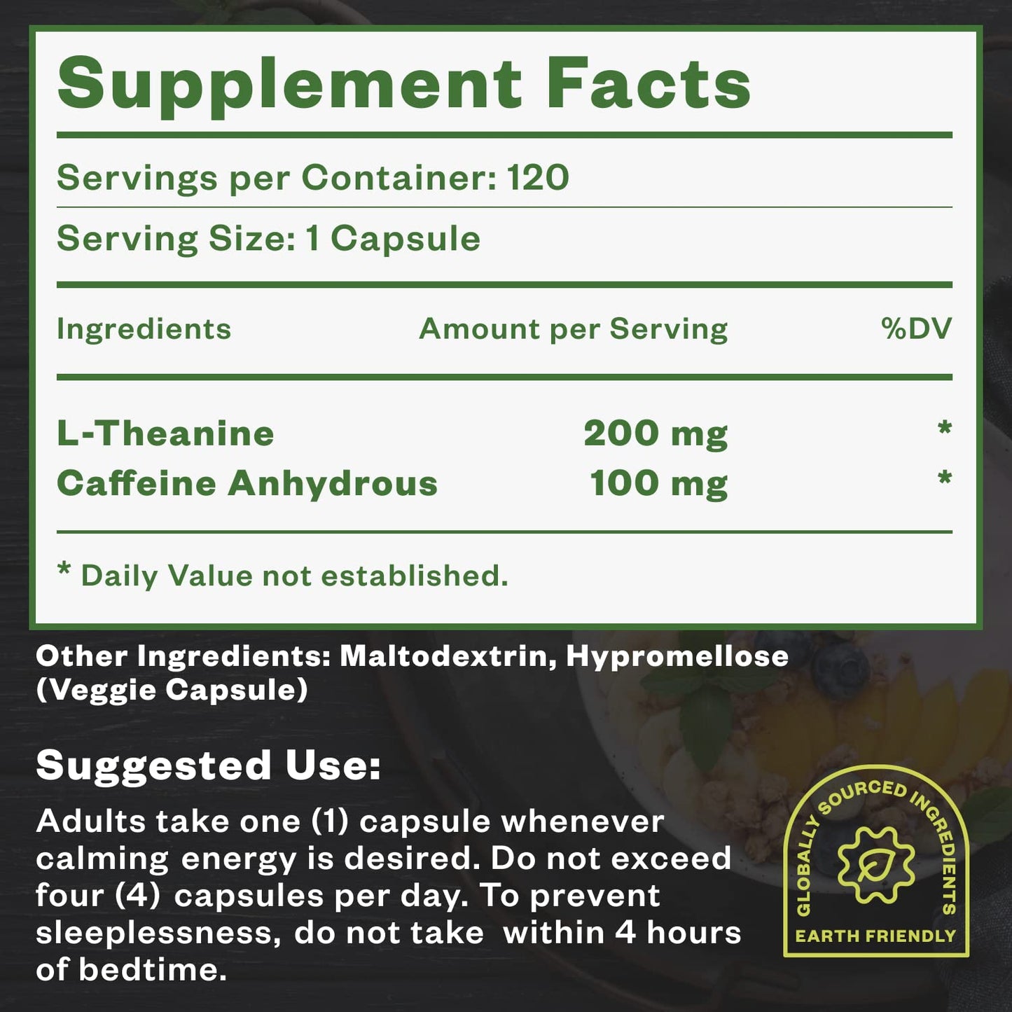 Purisure Caffeine Theanine Capsules, 120 Capsules