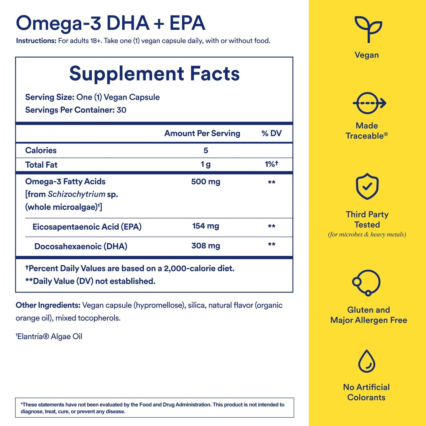 Ritual Vegan Omega 3 Supplement DHA and EPA Capsule 30 Capsules