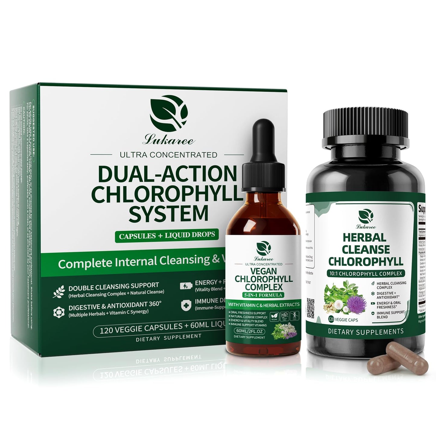 Lukaree Chlorophyll Capsule & Liquid Drops, 120 Count