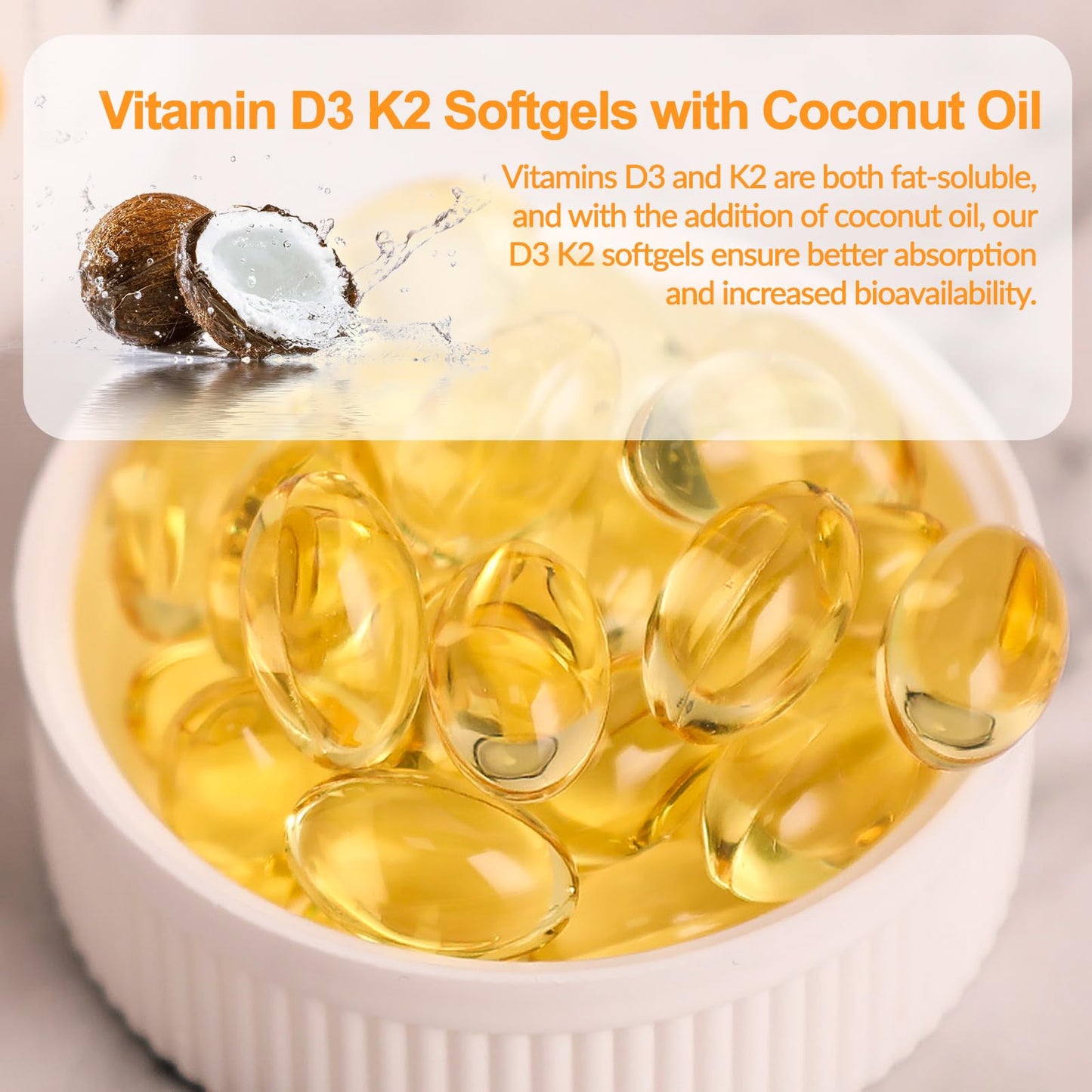 Novafun Vitamin D3 K2 Softgels 90 Count