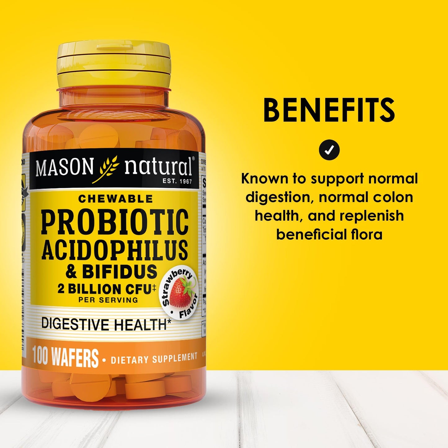 Mason Natural Probiotic Acidophilus with Bifidus Chewable 100 Count