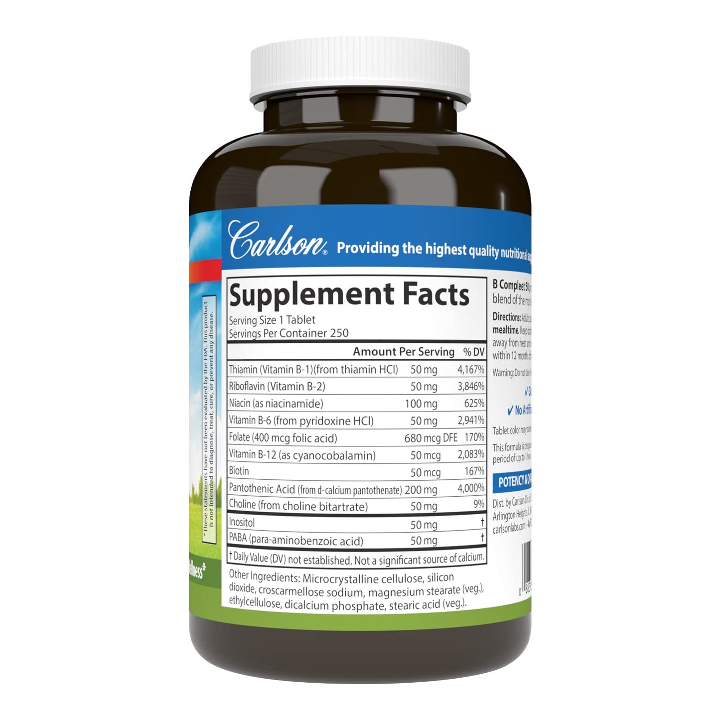Carlson B-Compleet 50 Vitamin B Complex Tablets, 250