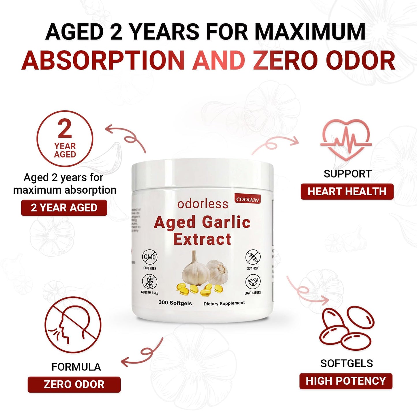 COOLKIN Aged Garlic Extract Softgels 300